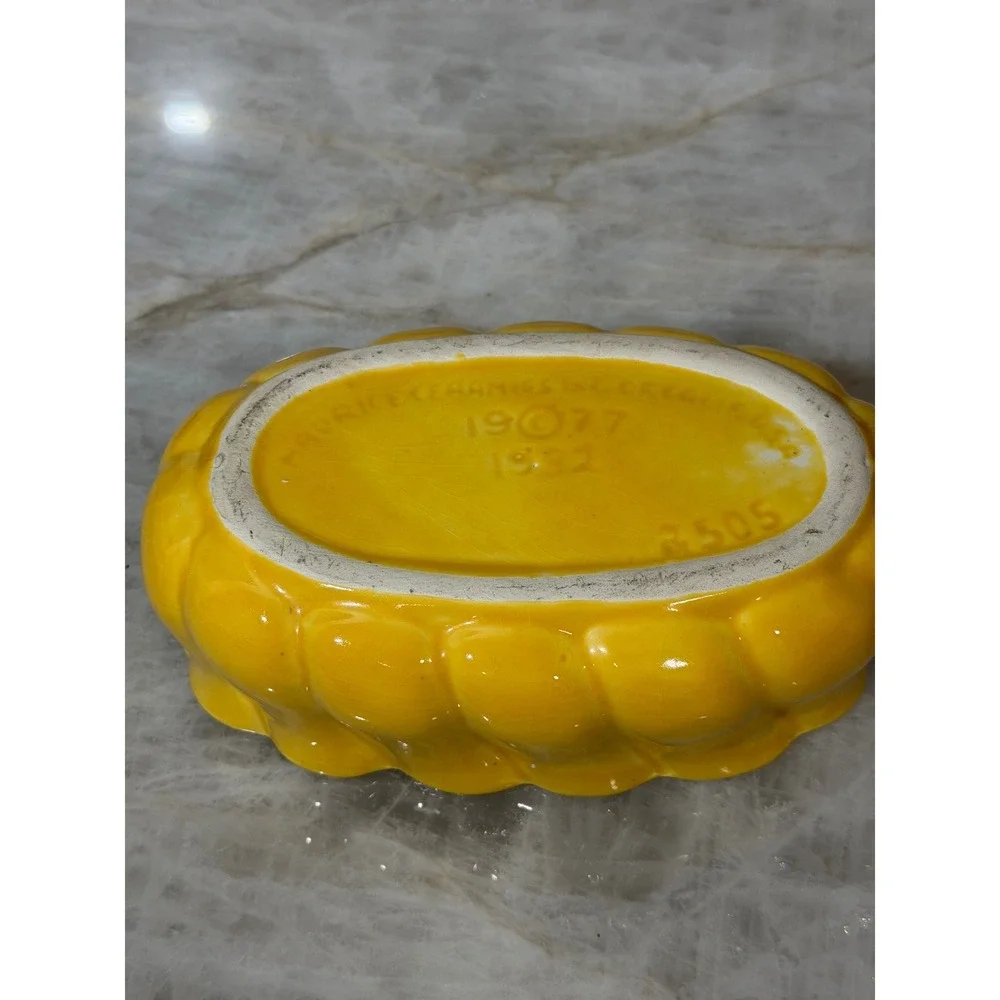 Maurice of California Ceramic Planter‎ Yellow 1952 MCM Scalloped Oval Planter